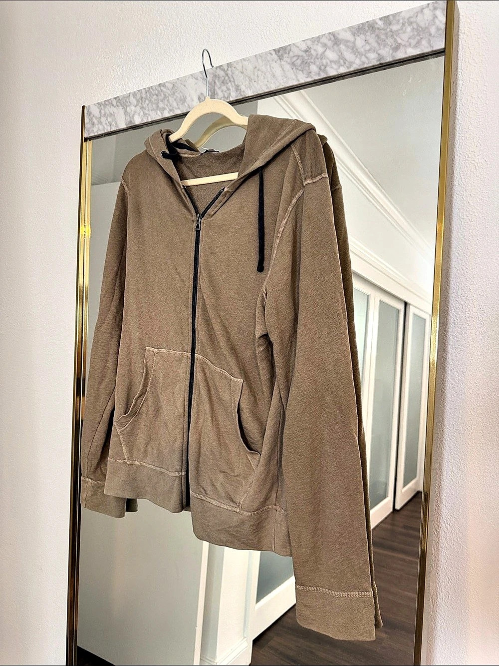 James Perse Vintage French Terry Zip Up Hoodie Brown men’s Size 2